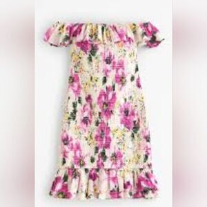 Abercrombie & Fitch Floral Smocked Off The Shoulder Mini Dress LARGE PETITE Cute